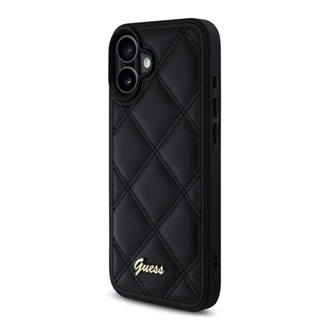 iPhone 16 GUESS PU LEATHER QUILTED szilikon telefonvédő ütésállóság, rombusz, FEKETE