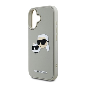 iPhone 16 KARL LAGERFELD 3D RUBBER DOUBLE HEADS szilikon telefonvédő ütésállóság, 3D, BÉZS
