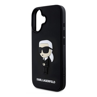 iPhone 16 KARL LAGERFELD 3D RUBBER IKONIK szilikon telefonvédő ütésállóság, 3D, FEKETE