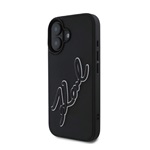 iPhone 16 KARL LAGERFELD 3D RUBBER SIGNATURE szilikon telefonvédő ütésállóság, 3D, FEKETE