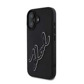 iPhone 16 KARL LAGERFELD 3D RUBBER SIGNATURE szilikon telefonvédő ütésállóság, 3D, FEKETE