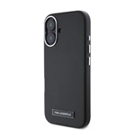 iPhone 16 KARL LAGERFELD FW METAL PLATE MAGSAFE szilikon telefonvédő ütésállóság, MagSafe, FEKETE