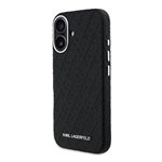 iPhone 16 KARL LAGERFELD GRAINED PU REPEATED LOGO MAGSAFE szilikon telefonvédő ütésállóság, MagSafe, FEKETE