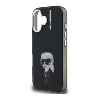 iPhone 16 KARL LAGERFELD IML AQUARELLE KARL szilikon telefonvédő ütésállóság, kameravédő, FEKETE