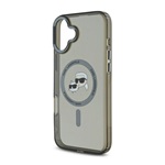 iPhone 16 KARL LAGERFELD IML K&CH HEADS METAL FRAME MAGSAFE szilikon telefonvédő ütésállóság, MagSafe, FEKETE