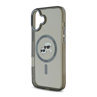 iPhone 16 KARL LAGERFELD IML K&CH HEADS METAL FRAME MAGSAFE szilikon telefonvédő ütésállóság, MagSafe, FEKETE
