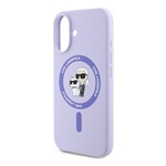 iPhone 16 KARL LAGERFELD LIQUID SILICONE KARL AND CHOUPETTE MAGSAFE szilikon telefonvédő ütésállóság, MagSafe, LILA