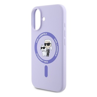 iPhone 16 KARL LAGERFELD LIQUID SILICONE KARL AND CHOUPETTE MAGSAFE szilikon telefonvédő ütésállóság, MagSafe, LILA