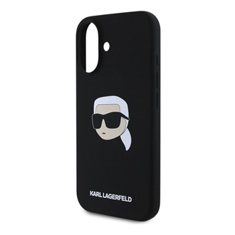 iPhone 16 KARL LAGERFELD LIQUID SILICONE KARL HEAD MAGSAFE szilikon telefonvédő ütésállóság, MagSafe, FEKETE
