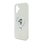 iPhone 16 KARL LAGERFELD RINGSTAND KARL AND CHOUPETTE MAGSAFE szilikon telefonvédő ütésállóság, kitámasztó, FEHÉR