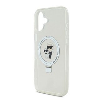 iPhone 16 KARL LAGERFELD RINGSTAND KARL AND CHOUPETTE MAGSAFE szilikon telefonvédő ütésállóság, kitámasztó, FEHÉR