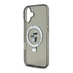 iPhone 16 KARL LAGERFELD RINGSTAND KARL AND CHOUPETTE MAGSAFE szilikon telefonvédő ütésállóság, kitámasztó, FEKETE