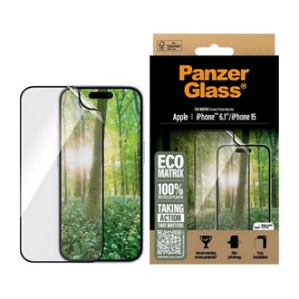 iPhone 16 PANZERGLASS ECO MATRIX képernyővédő üveg flexibilis, karcálló + segédkeret, ÁTLÁTSZÓ