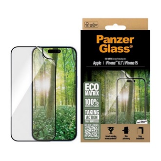 iPhone 16 PANZERGLASS ECO MATRIX képernyővédő üveg flexibilis, karcálló + segédkeret, ÁTLÁTSZÓ