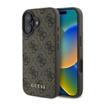 iPhone 16 Plus 5G GUESS 4G METAL GOLD LOGO műanyag telefonvédő textil hátlap BARNA