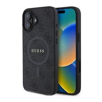 iPhone 16 Plus 5G GUESS 4G RING CLASSIC LOGO szilikon telefonvédő ütésállóság, MagSafe, FEKETE