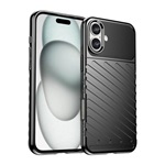 iPhone 16 Plus 5G Gigapack Szilikon telefonvédő ütésállóság, dombor minta, FEKETE