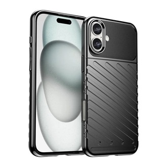 iPhone 16 Plus 5G Gigapack Szilikon telefonvédő ütésállóság, dombor minta, FEKETE