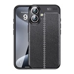 iPhone 16 Plus 5G Gigapack Szilikon telefonvédő ütésállóság, varrás minta, FEKETE