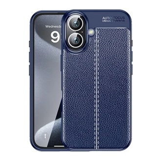 iPhone 16 Plus 5G Gigapack Szilikon telefonvédő ütésállóság, varrás minta, SÖTÉTKÉK