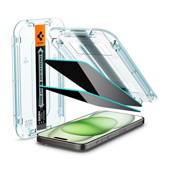 iPhone 16 Plus 5G SPIGEN EZ FIT képernyővédő üveg 2db 2.5D, 9H + segédkeret, ÁTLÁTSZÓ