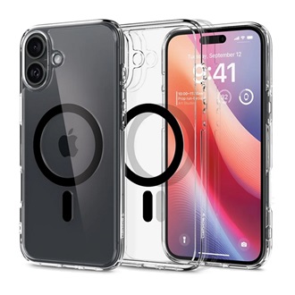 iPhone 16 Plus 5G SPIGEN ULTRA HYBRID MAG műanyag telefonvédő ütésállóság, MagSafe, FEKETE