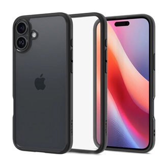 iPhone 16 Plus 5G SPIGEN ULTRA HYBRID műanyag telefonvédő ütésállóság, légpárnás keret, ÁTLÁTSZÓ/FEKETE