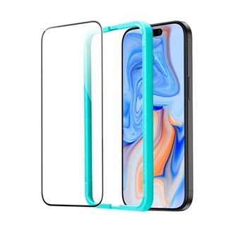 iPhone 16 Plus ESR képernyővédő üveg 2.5D, 9H + segédkeret, FEKETE