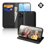 iPhone 16 Pro 5G DUX DUCIS HIVO tok álló, valódi bőr FLIP, RFID, FEKETE