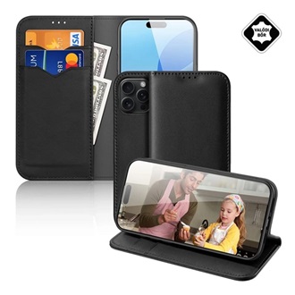 iPhone 16 Pro 5G DUX DUCIS HIVO tok álló, valódi bőr FLIP, RFID, FEKETE