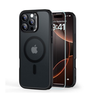 iPhone 16 Pro 5G ESR HYBRID HALOLOCK szilikon telefonvédő ütésállóság, matt + képernyővédő üveg, FEKETE