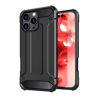 iPhone 16 Pro 5G Gigapack Defender szilikon telefonvédő ütésállóság, fémhatás, FEKETE