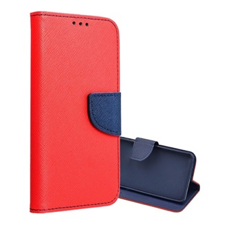 iPhone 16 Pro 5G Gigapack Tok álló, bőr hatású FLIP, textil hatás, PIROS/KÉK