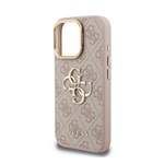 iPhone 16 Pro GUESS 4G METAL LOGO STAND műanyag telefonvédő ütésállóság, kitámasztó, RÓZSASZÍN