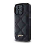 iPhone 16 Pro GUESS PU LEATHER QUILTED szilikon telefonvédő ütésállóság, rombusz, FEKETE