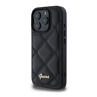 iPhone 16 Pro GUESS PU LEATHER QUILTED szilikon telefonvédő ütésállóság, rombusz, FEKETE