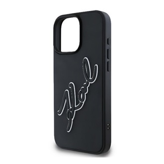 iPhone 16 Pro KARL LAGERFELD 3D RUBBER BICOLOR SIGNATURE szilikon telefonvédő ütésállóság, 3D, FEKETE