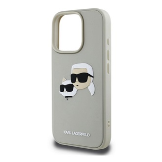 iPhone 16 Pro KARL LAGERFELD 3D RUBBER DOUBLE HEADS szilikon telefonvédő ütésállóság, 3D, BÉZS