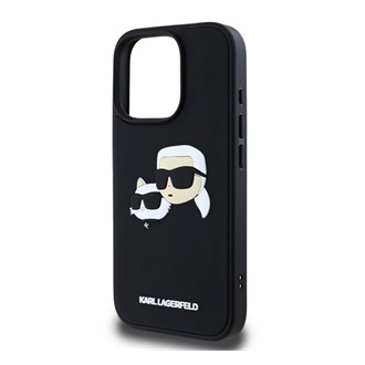 iPhone 16 Pro KARL LAGERFELD 3D RUBBER DOUBLE HEADS szilikon telefonvédő ütésállóság, 3D, FEKETE