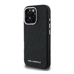 iPhone 16 Pro KARL LAGERFELD GRAINED PU REPEATED LOGO MAGSAFE szilikon telefonvédő ütésállóság, MagSafe, FEKETE