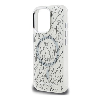 iPhone 16 Pro KARL LAGERFELD IML KARL SCRIPT PATTERN MAGSAFE szilikon telefonvédő ütésállóság, MagSafe, FEHÉR
