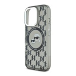 iPhone 16 Pro KARL LAGERFELD IML MONOGRAM K&CH HEADS MAGSAFE szilikon telefonvédő ütésállóság, MagSafe, FEKETE