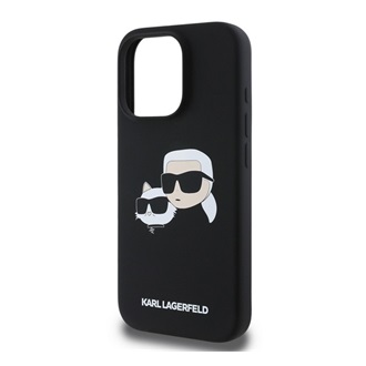 iPhone 16 Pro KARL LAGERFELD LIQUID SILICONE DOUBLE HEADS MAGSAFE szilikon telefonvédő ütésállóság, MagSafe, FEKETE