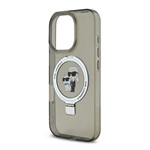 iPhone 16 Pro KARL LAGERFELD RINGSTAND KARL AND CHOUPETTE MAGSAFE szilikon telefonvédő ütésállóság, kitámasztó, FEKETE