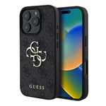 iPhone 16 Pro Max 5G GUESS 4G BIG LOGO szilikon telefonvédő ütésállóság, bőr hatású hátlap, FEKETE