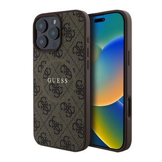 iPhone 16 Pro Max 5G GUESS 4G RING CLASSIC LOGO szilikon telefonvédő ütésállóság, MagSafe, BARNA
