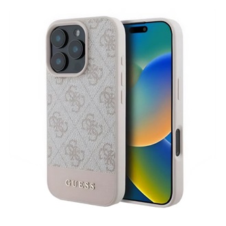 iPhone 16 Pro Max 5G GUESS 4G STRIPE műanyag telefonvédő textil hátlap RÓZSASZÍN