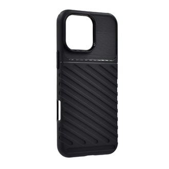 iPhone 16 Pro Max 5G Gigapack Szilikon telefonvédő ütésállóság, dombor minta, FEKETE