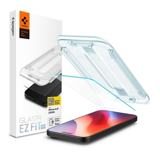 iPhone 16 Pro Max 5G SPIGEN EZ FIT HD képernyővédő üveg 2.5D, 9H + segédkeret, ÁTLÁTSZÓ