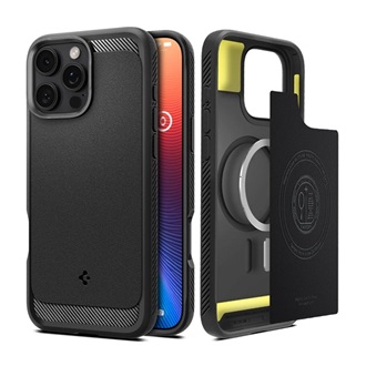 iPhone 16 Pro Max 5G SPIGEN RUGGED ARMOR szilikon telefonvédő ütésállóság, MagSafe, FEKETE